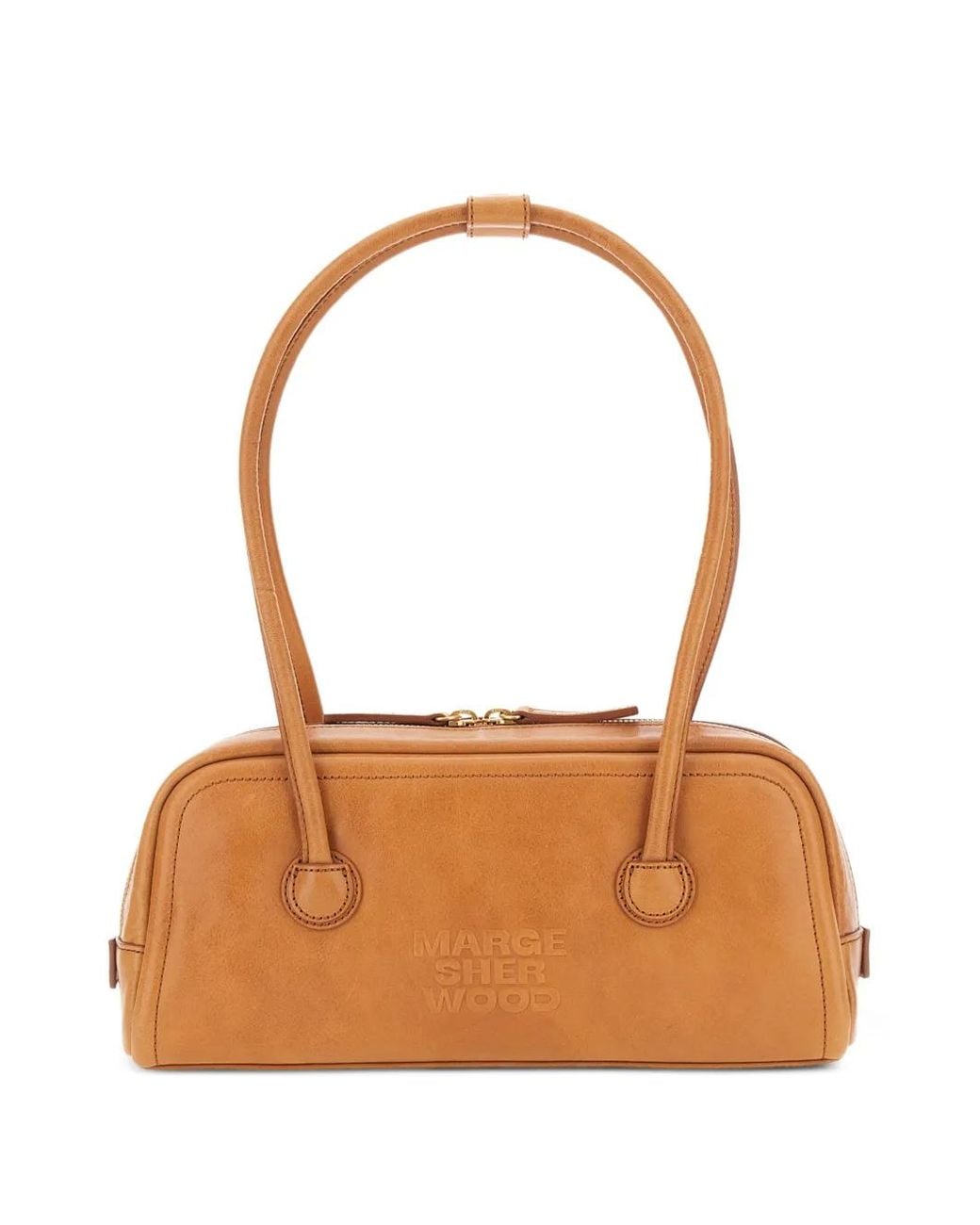 MARGE SHERWOOD Brown Logo-Debossed Leather Shoulder Bag