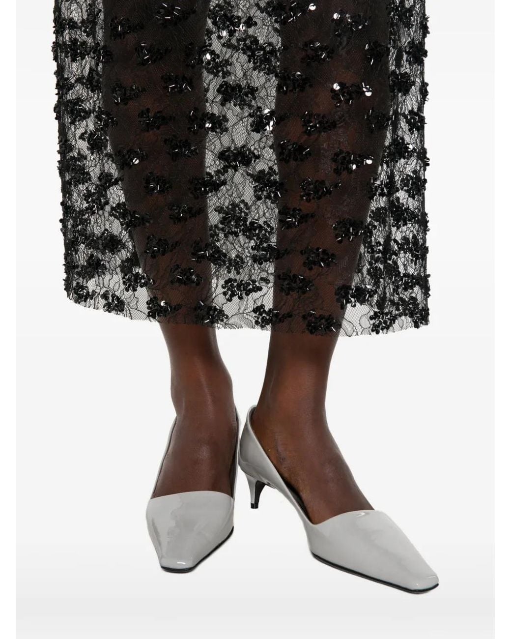 Dixie Black Sequin-Embellished Lace Midi Skirt