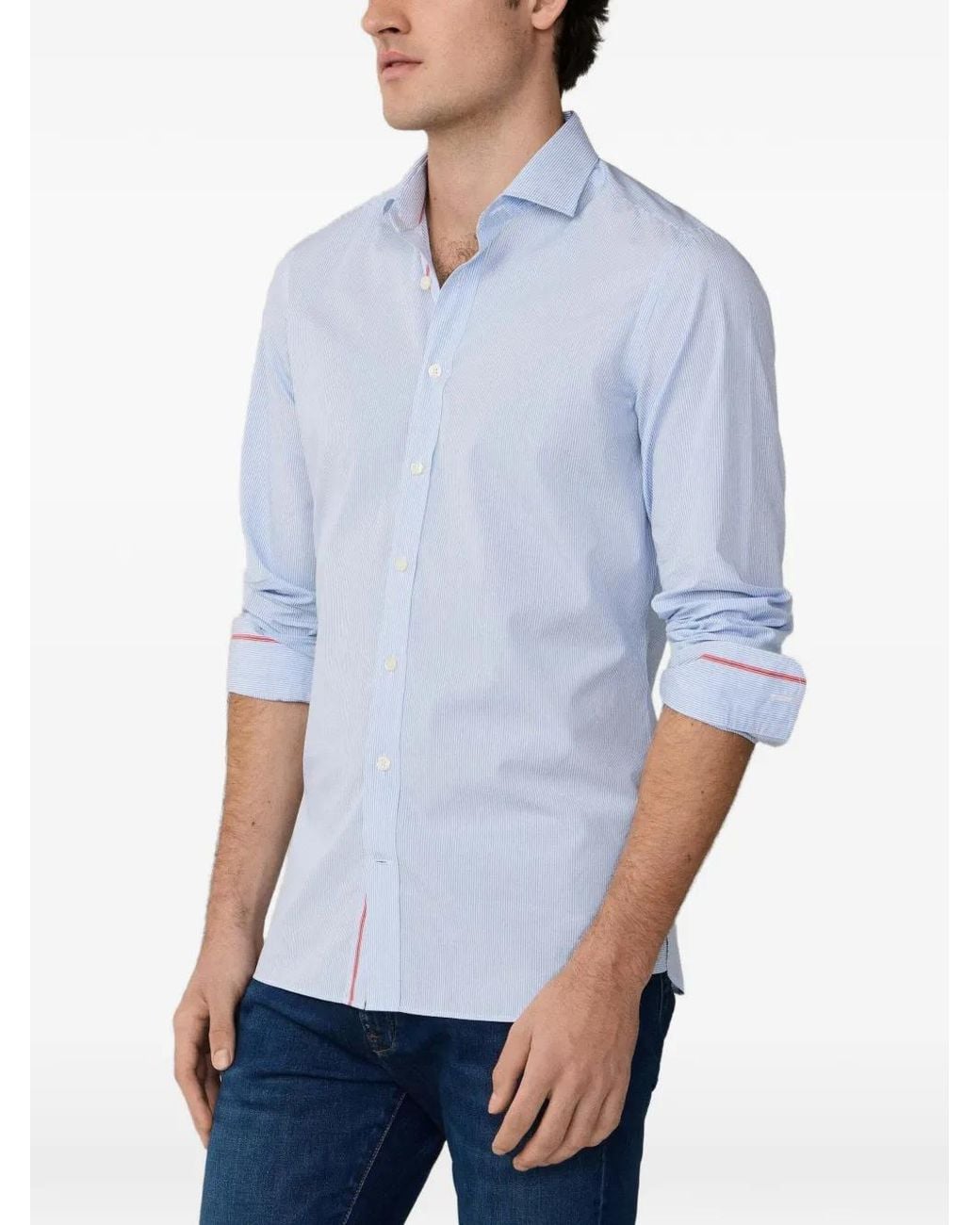 Hackett Blue Striped Cotton-Poplin Shirt for men