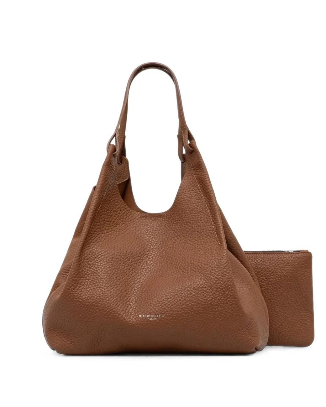 Gianni Chiarini Brown Large Dua Grained Leather Tote Bag