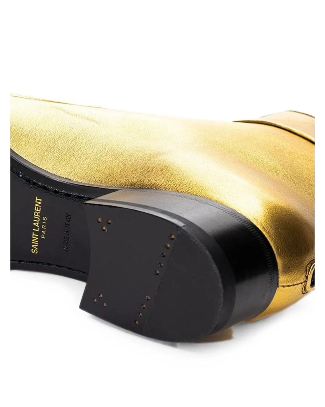 Saint Laurent Natural Buckle-Fastening Leather Ankle Boots