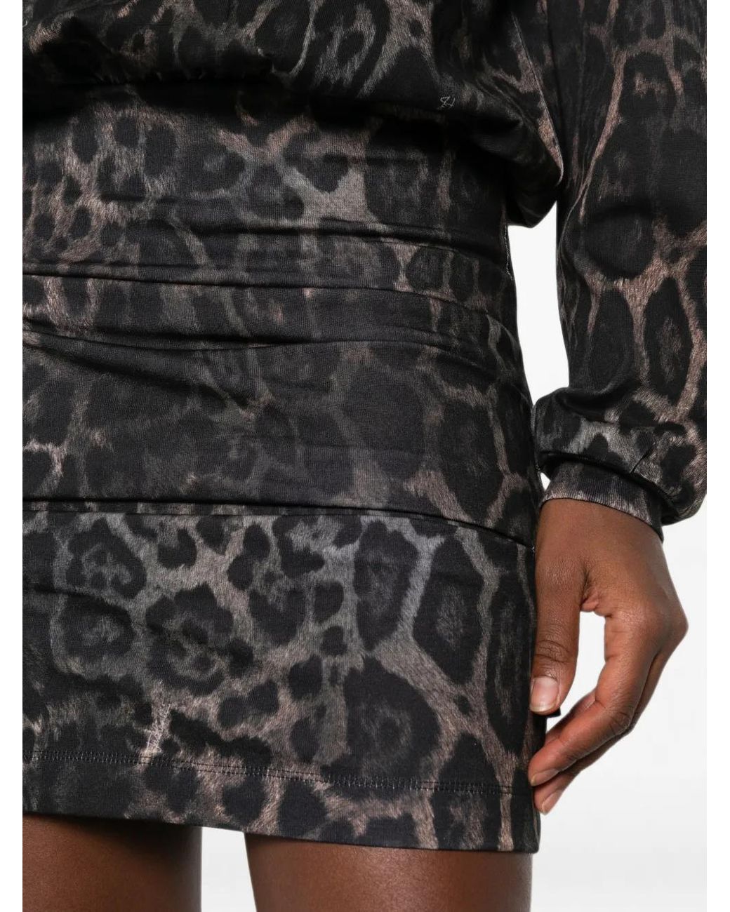 Just Cavalli Black Leopard-Print Mini Dress