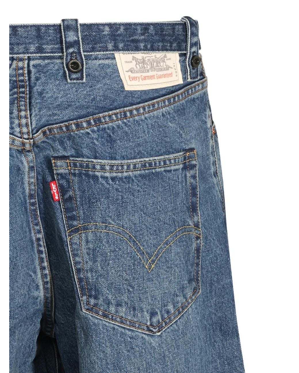 Sacai Blue Jean Ceinturé À Effet Délavé