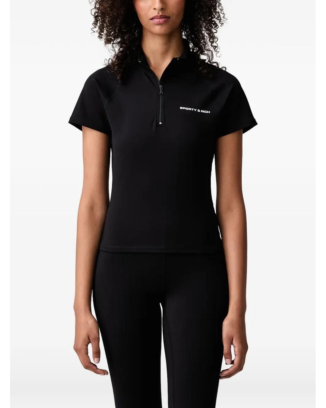 Sporty & Rich Black Fifi Bold Zip-Up T-Shirt