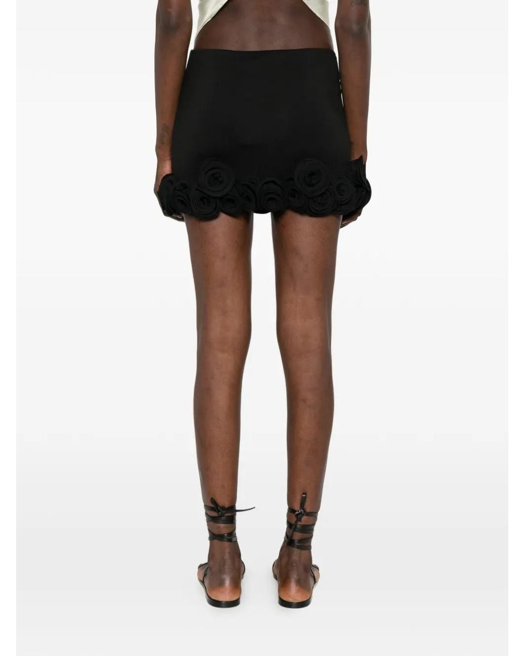 LaRevêche Black Ivette Floral-Appliqué Mini Skirt