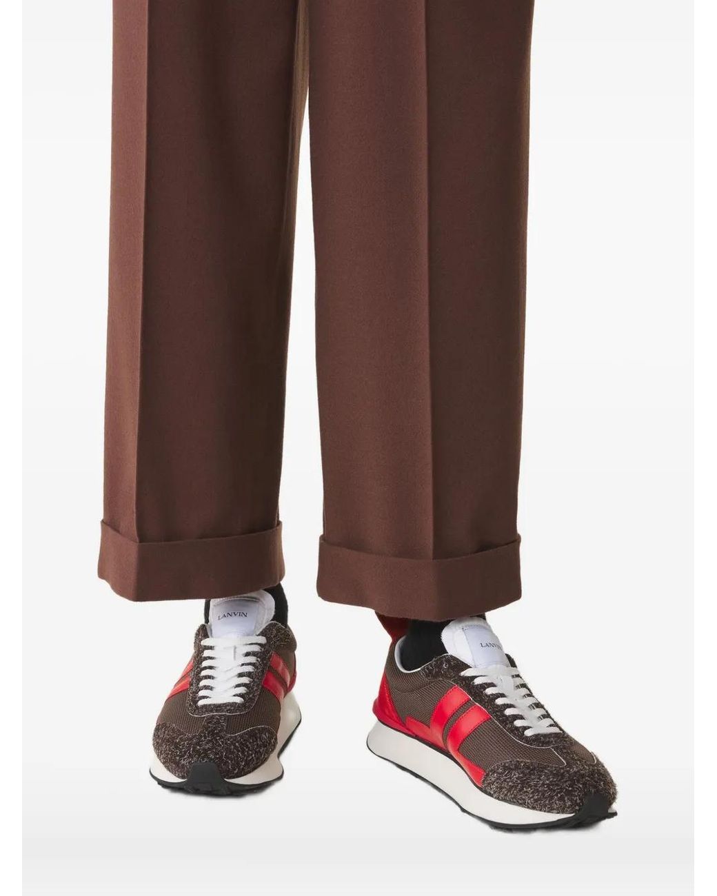 Lanvin Red Bumpr Striped Sneakers
