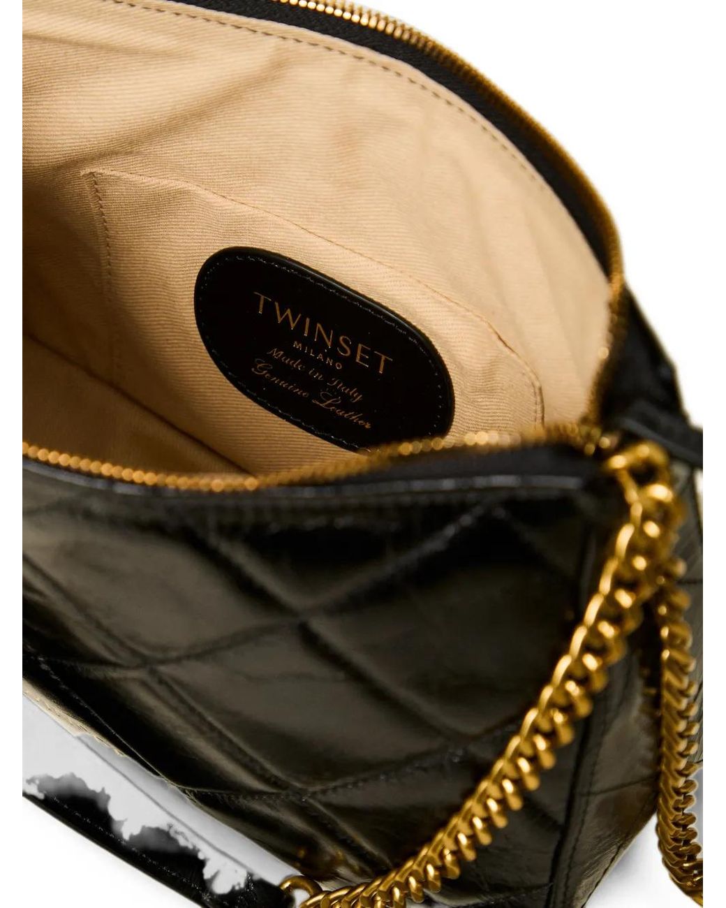 Twinset Black Medium Liliane Quilted-Leather Bag