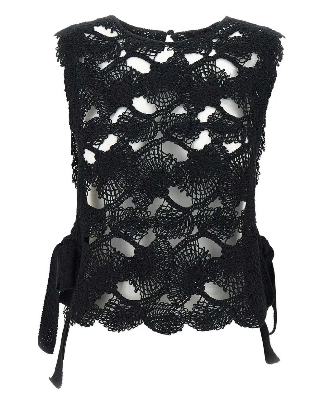 Kangra Black Crochet-Knit Top