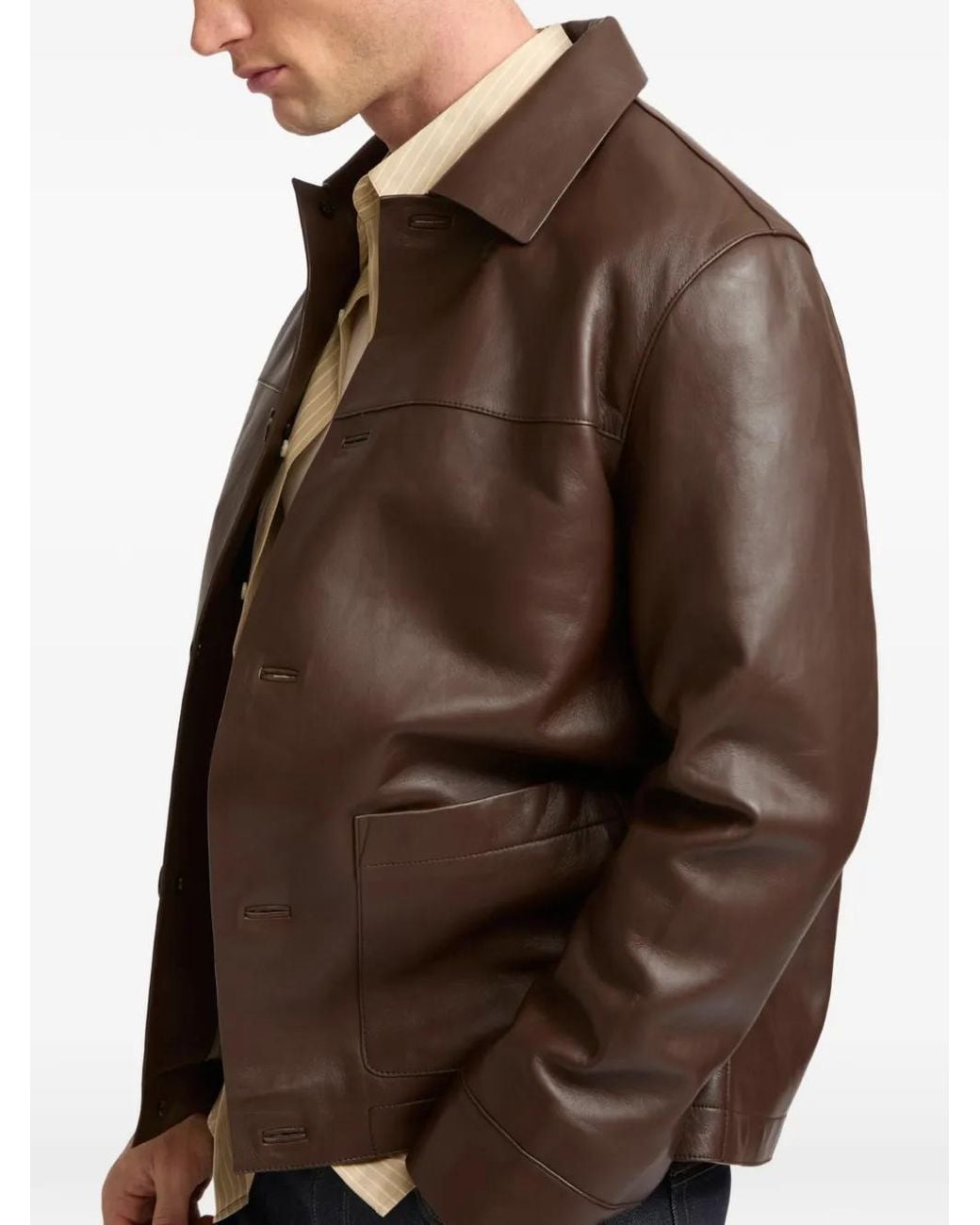 Yves Salomon Brown Leather Jacket for men