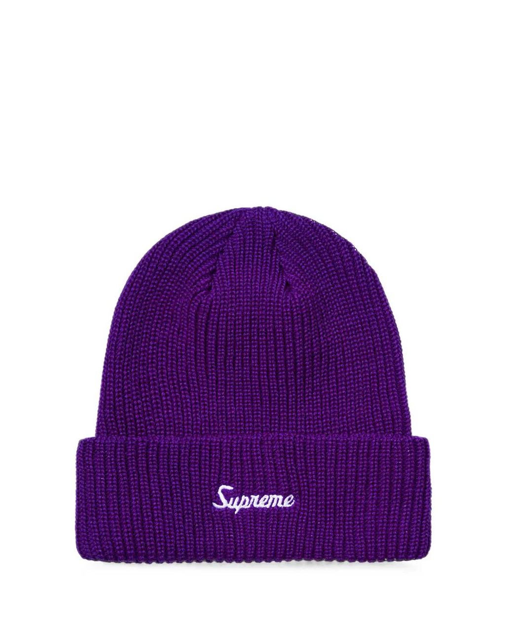 Supreme Purple Loose-Gauge Beanie Hat for men