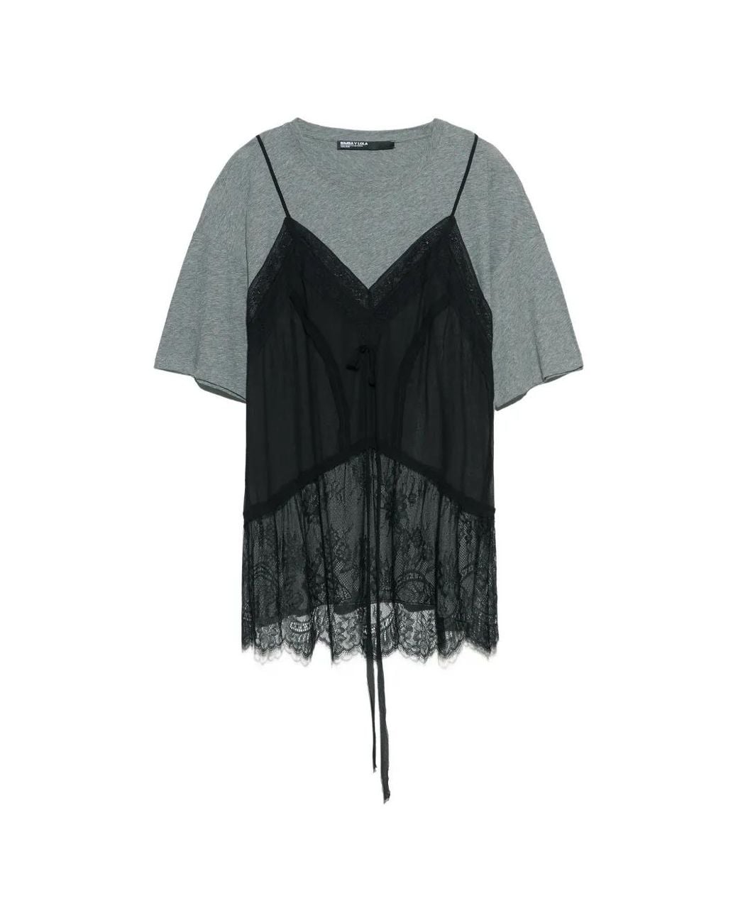 Bimba Y Lola Black Melange Fluid Layer T-Shirt Top