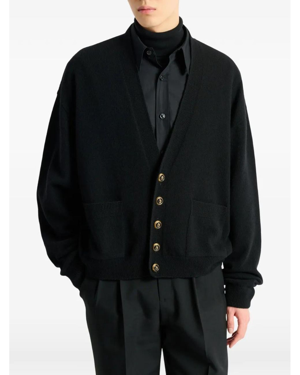 Balmain Black Cardigan Éco-Cachemire for men