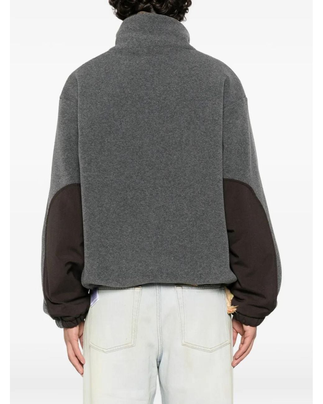 Magliano Gray Contrast-Panel Zip-Up Jacket for men