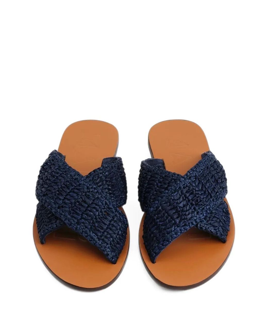 Manebí Blue Raffia Crossover Sandals