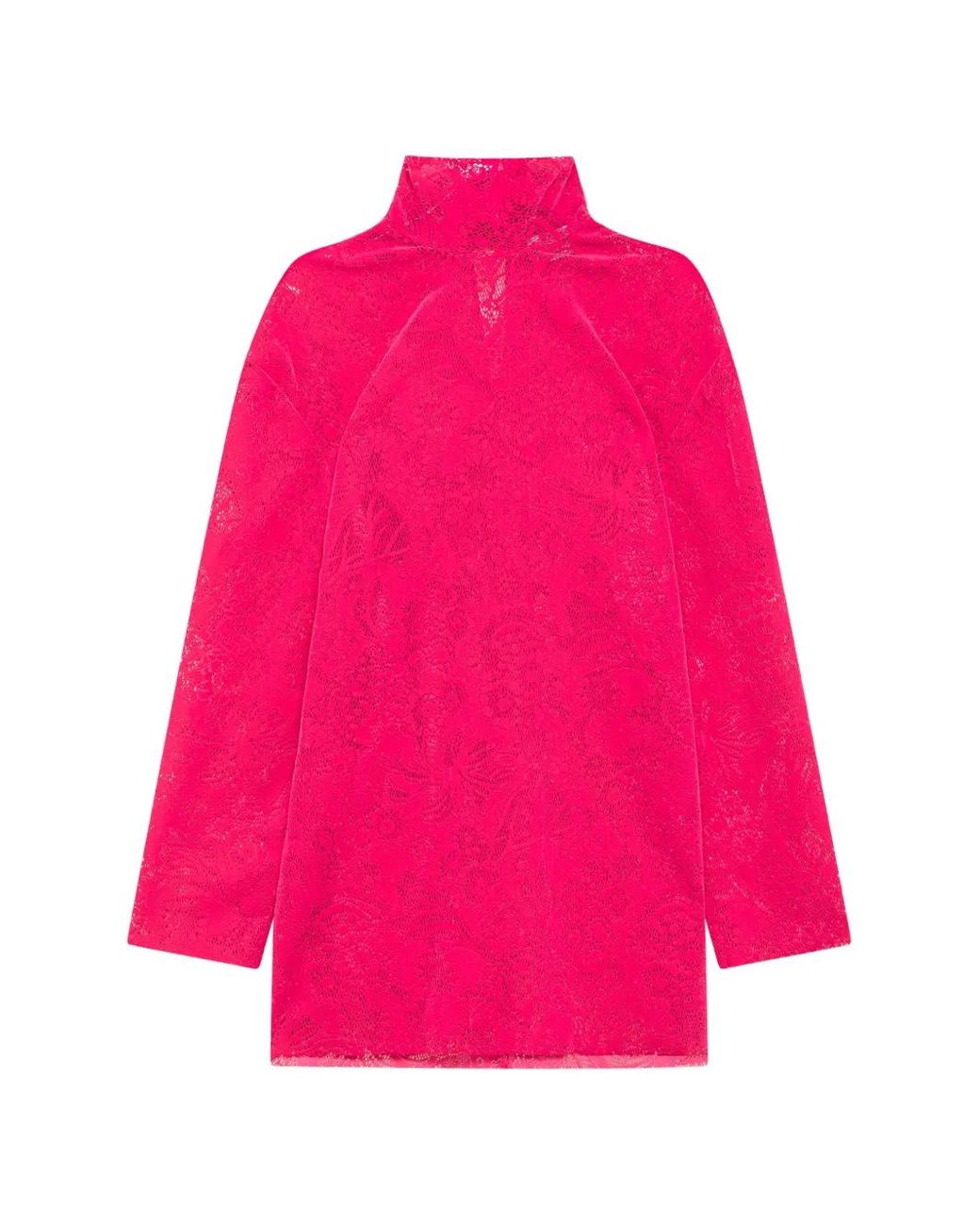 MSGM Pink Lace-Patterned Bow-Detail Mini Dress