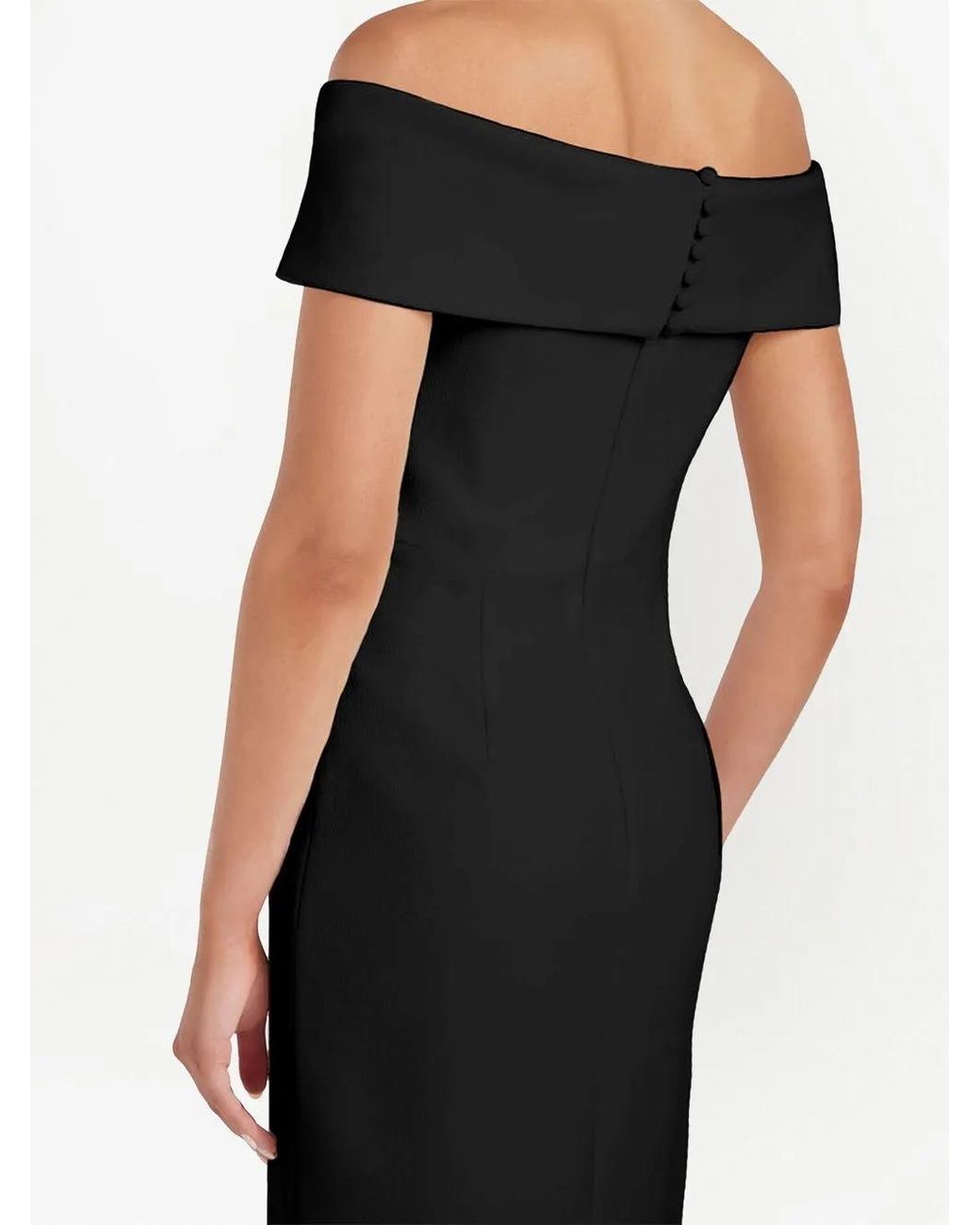 Rebecca Vallance Black Amore Off-Shoulder Midi Dress