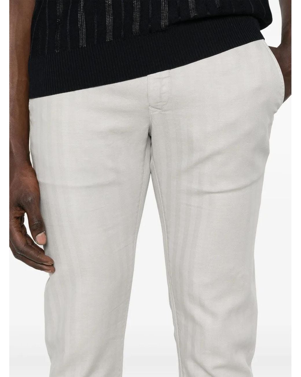Jacob Cohen White Striped Chino Trousers for men
