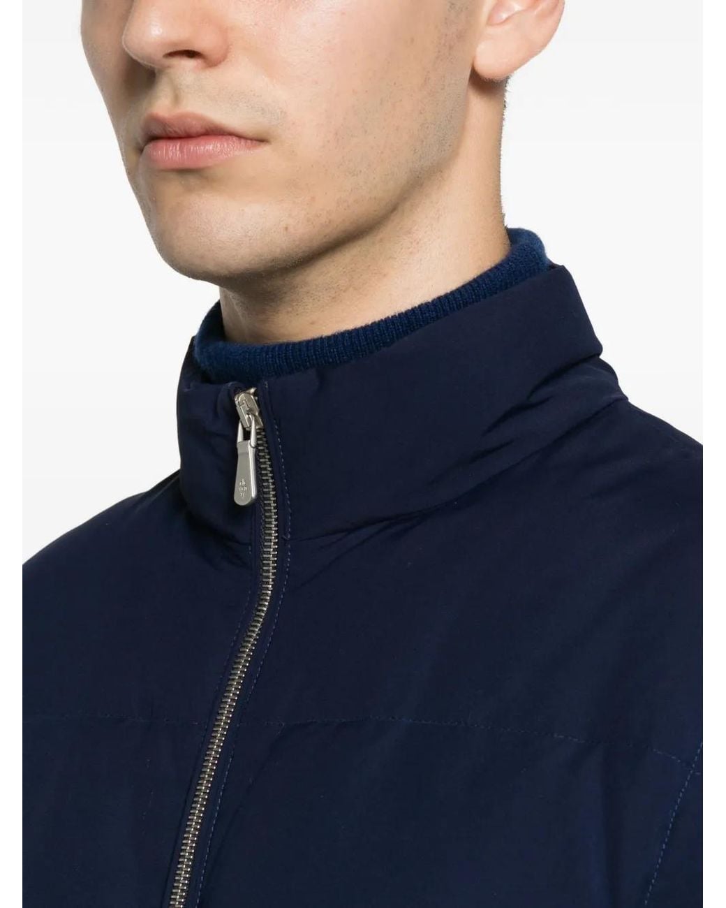Eleventy Blue Quilted Detachable-Sleeve Jacket for men