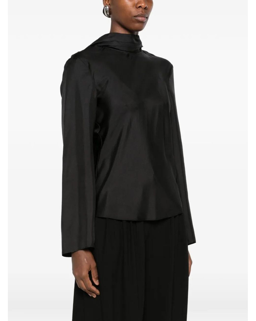 Rohe Black Foulard-Detail Long-Sleeve Blouse