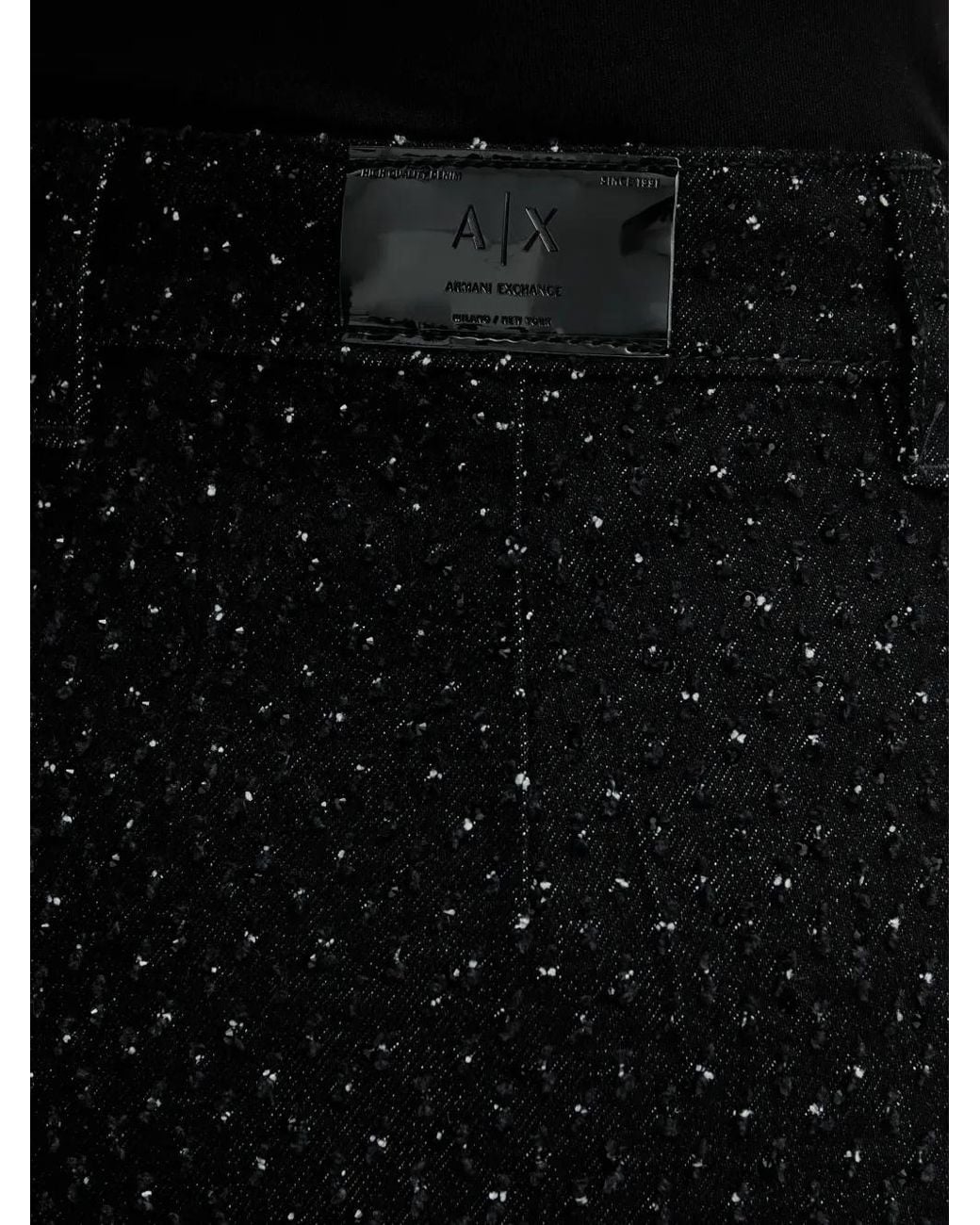 ARMANI EXCHANGE Black Bouclé Button-Front Mini Skirt