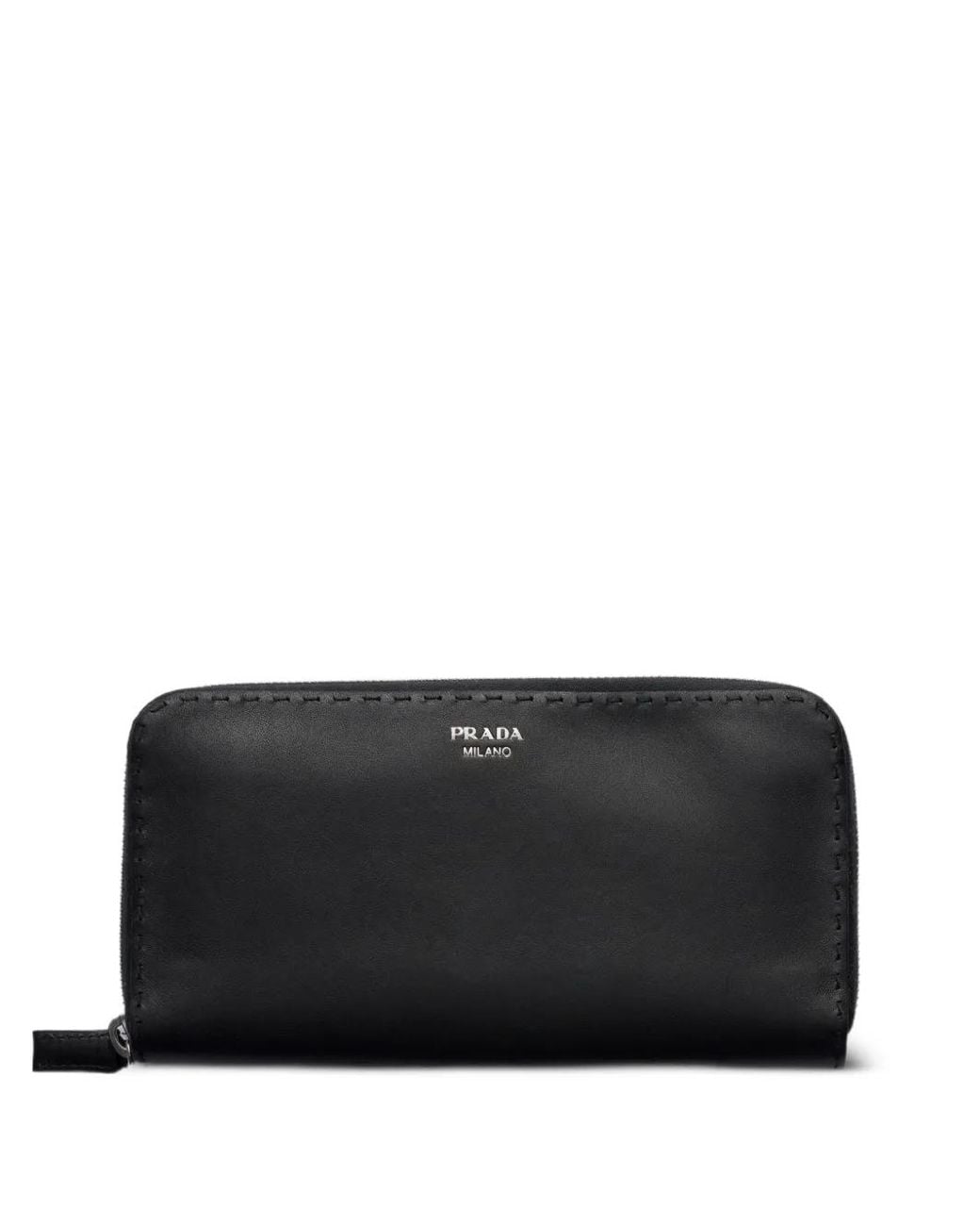 Prada Black Antiqued-Leather Wallet for men