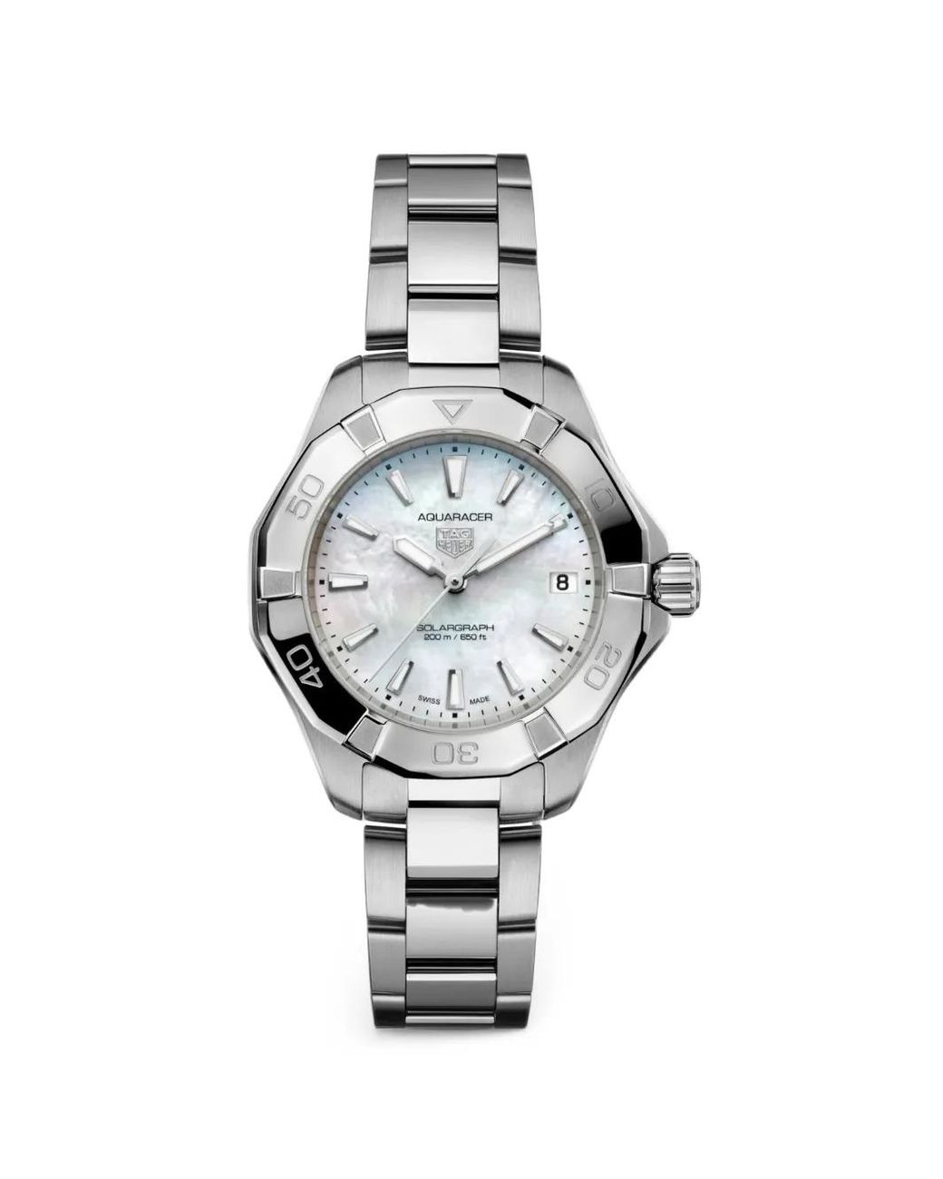 Tag Heuer White Aquaracer Solargraph 34Mm Watch