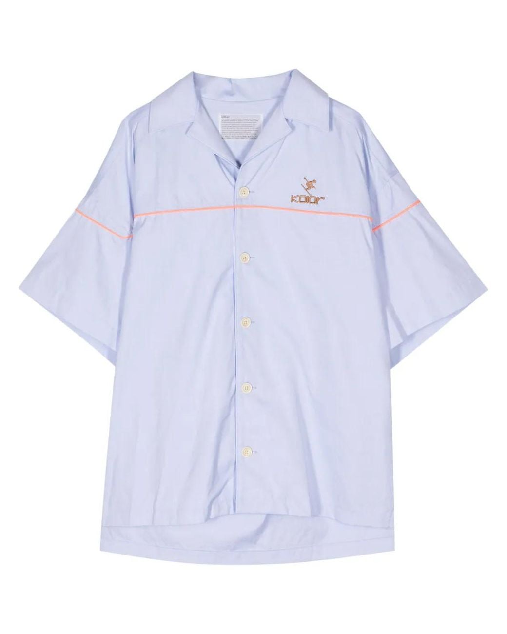 Kolor Blue Logo-Embroidered Cotton Shirt for men
