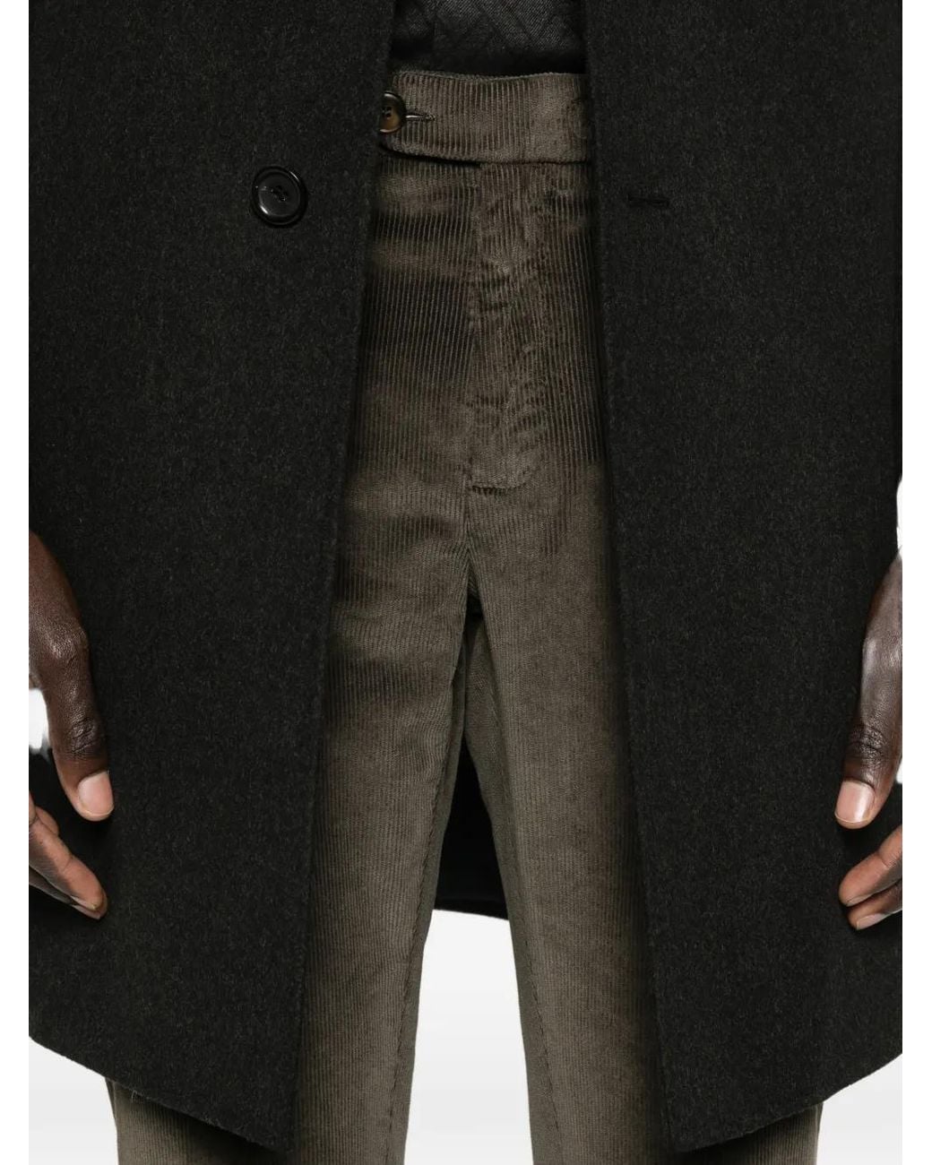Canali Gray Corduroy-Effect Belt-Loop Trousers for men