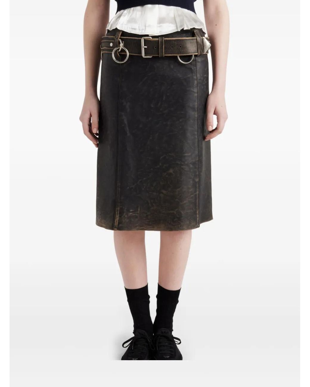 Prada Black Leather Mini Skirt