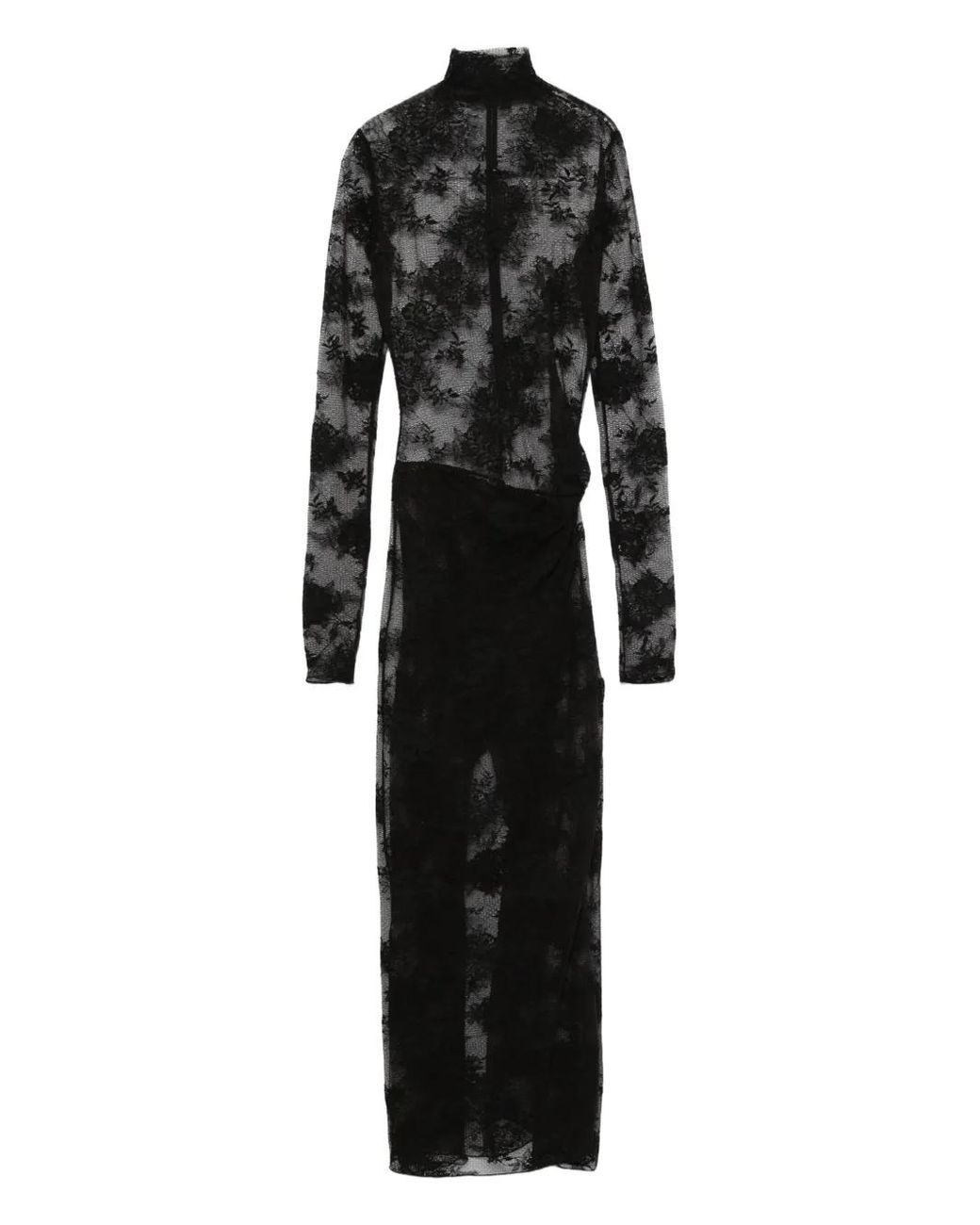 ANDAMANE Black Lace Long-Sleeve Dress