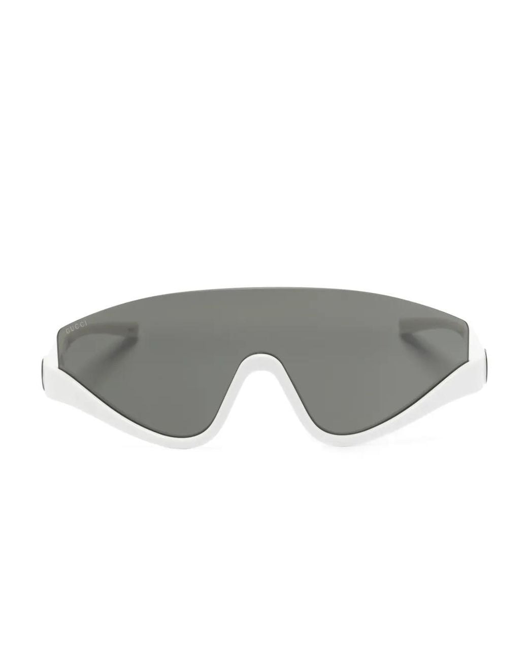 Gucci Gray Interlocking G Shield-Frame Sunglasses