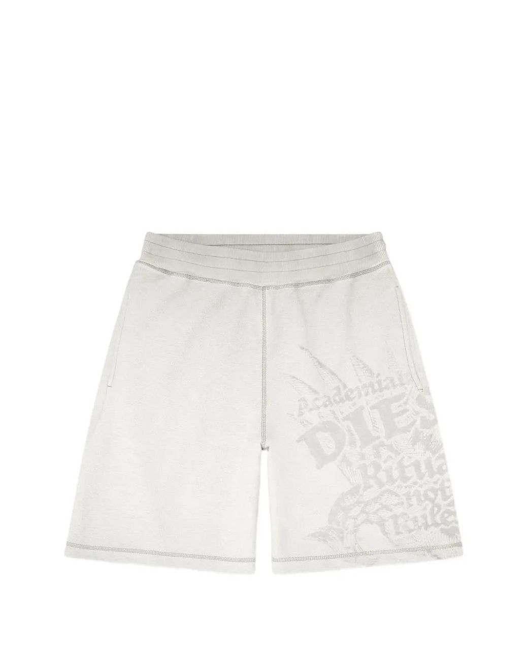 DIESEL White Sweatshorts With Dévoré Motifs for men