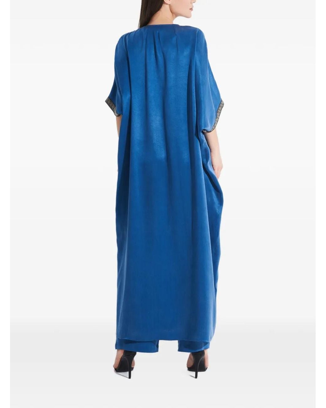 Tessitura Body Couture Blue Embroidered Oversized Tunic Top