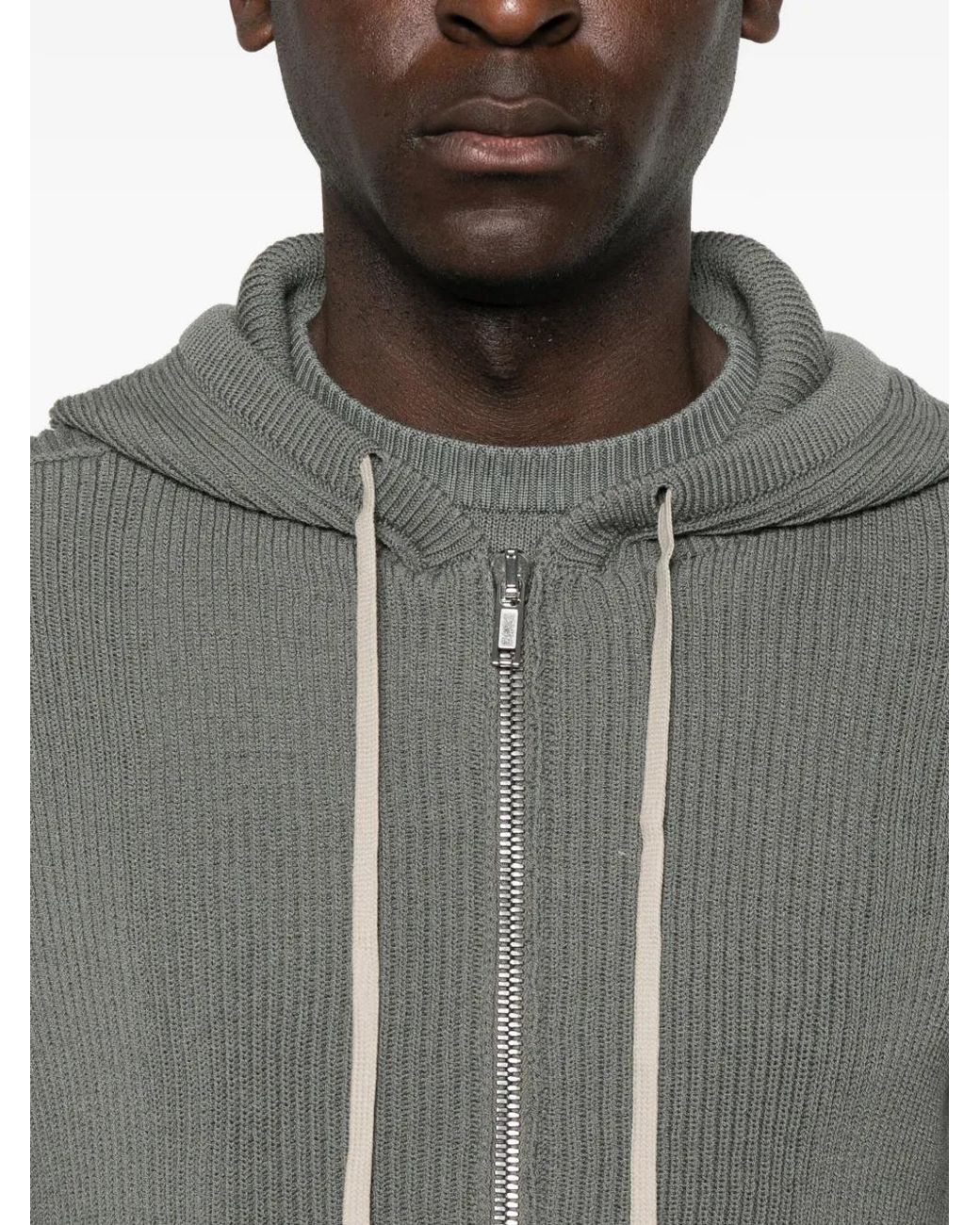Rick Owens Gray Hooded Zip-Up Cardigan for men