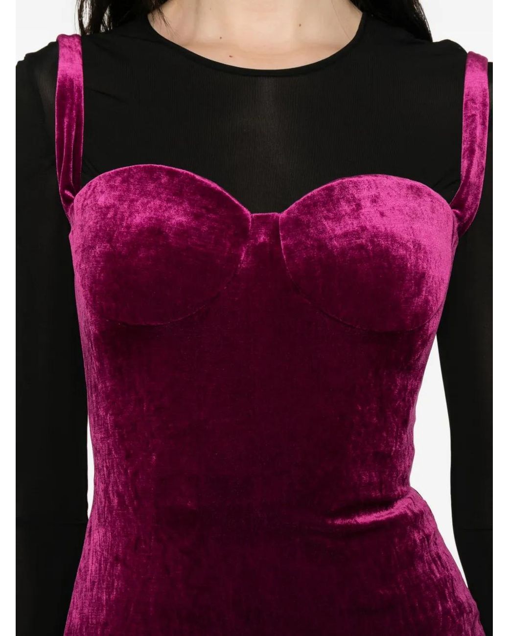 Vestido largo con acabado aterciopelado Balenciaga de color Purple