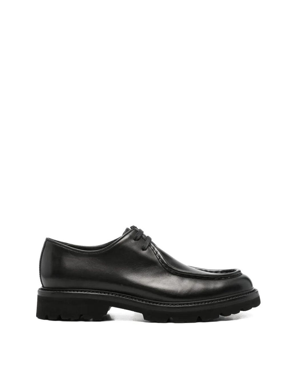 JOHN HARRISON Black Leather Derby Shoes for men