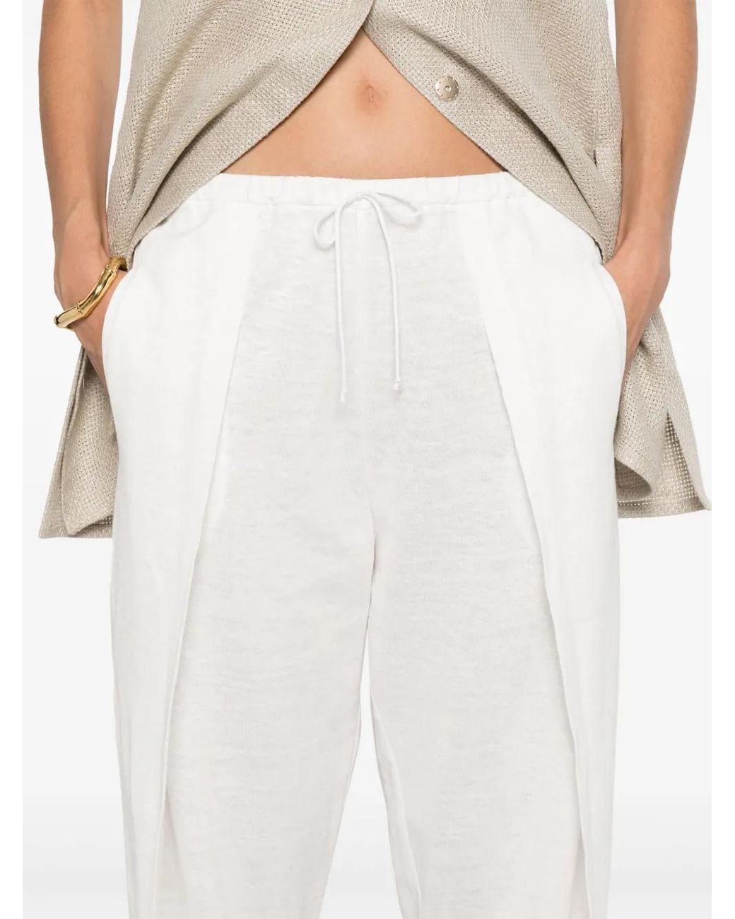 Giorgio Armani White Straight-Leg Trousers
