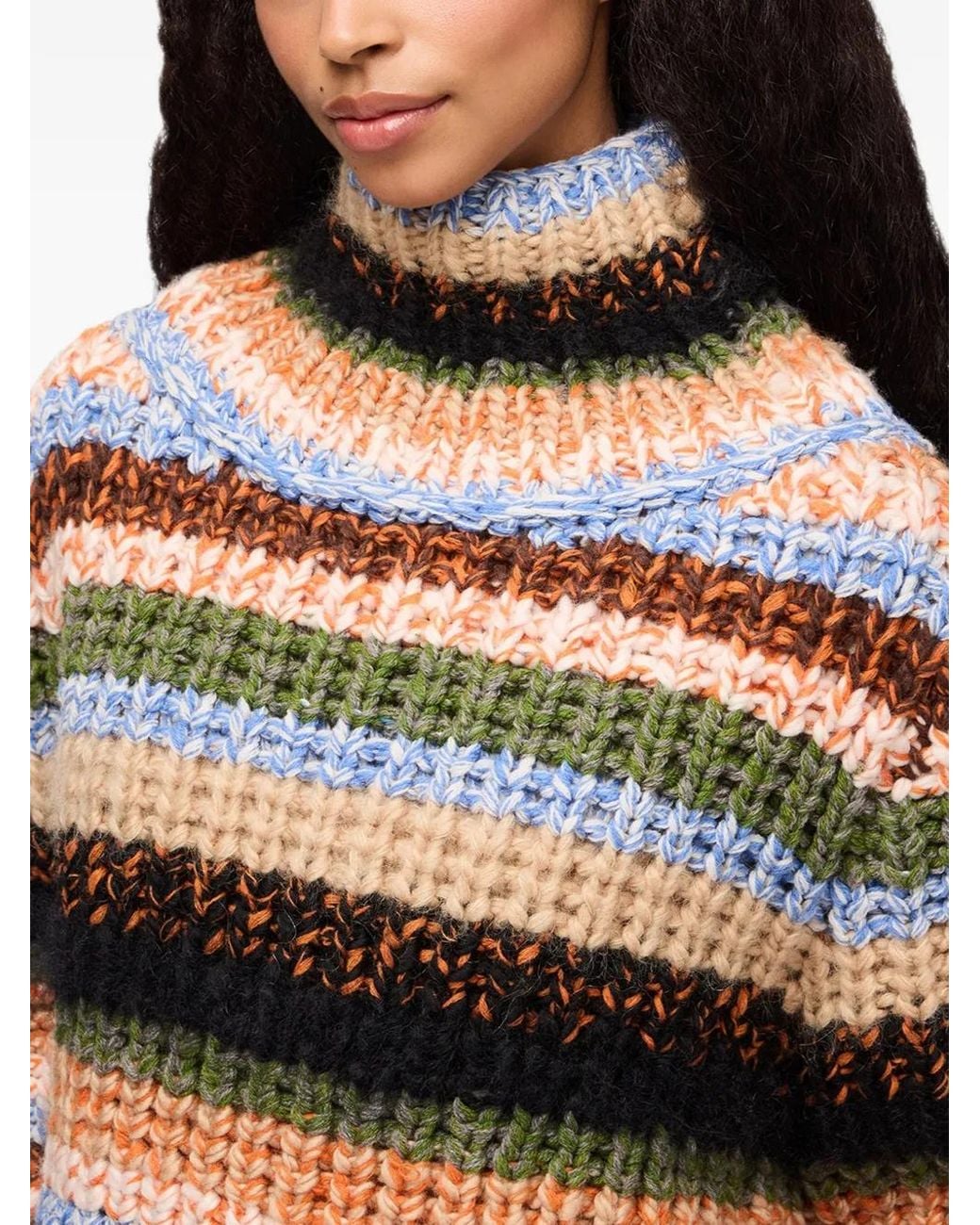 Ganni Black Striped Chunky-Knit Sweater