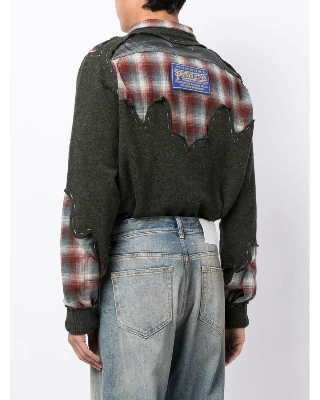 Maison Margiela Green X Pendleton Yoke-Detail Jumper for men