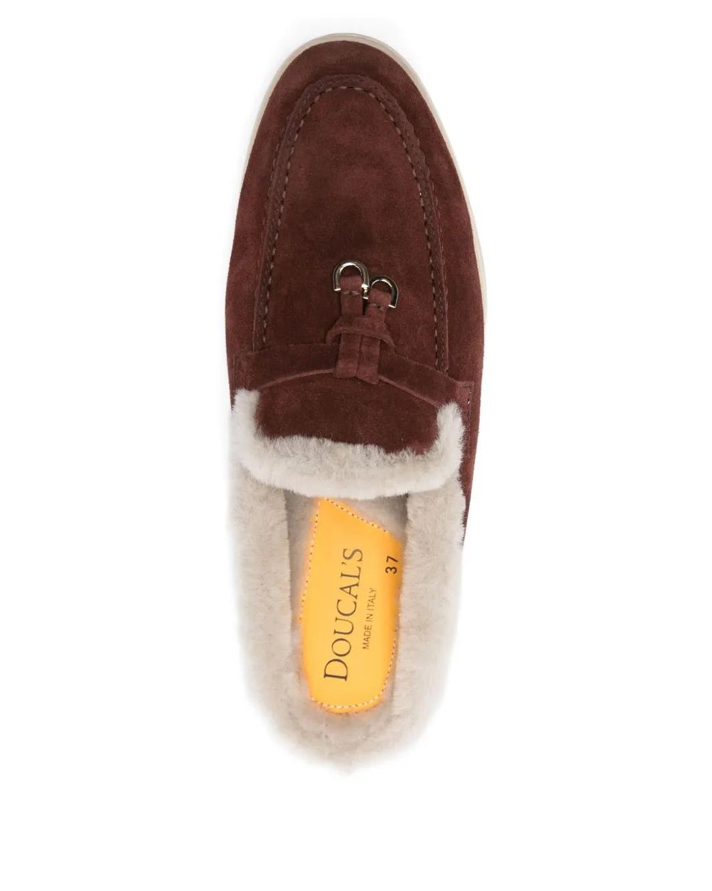 Doucal's Brown Fur-Trim Mules