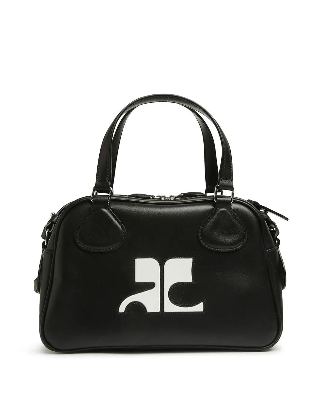 Courreges Black Leather Bowling Bag