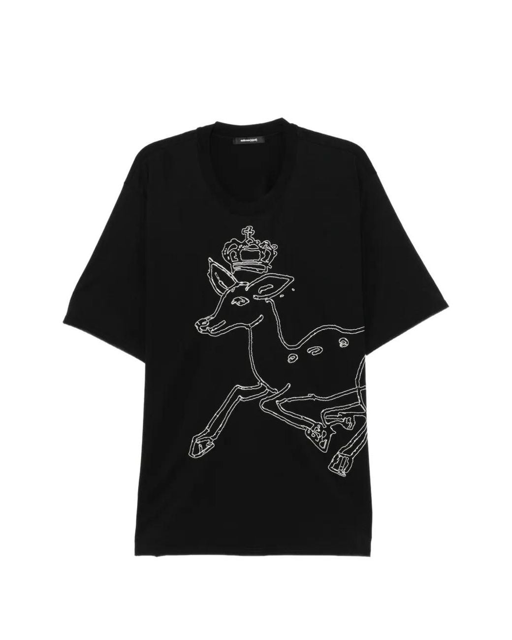 Nude:mm Black Graphic-Embroidered T-Shirt for men