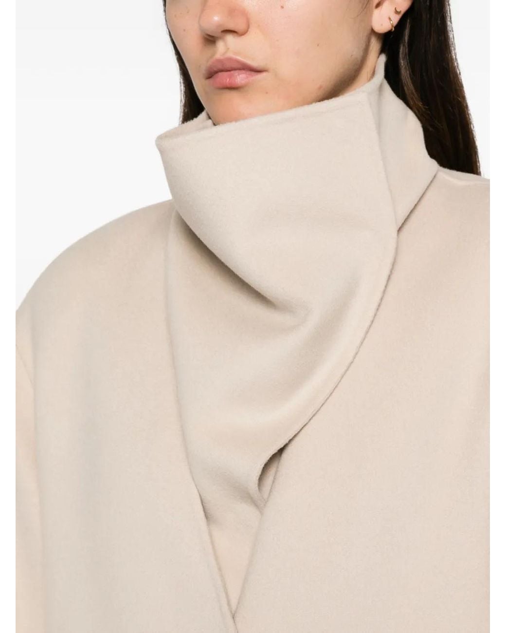 Sportmax White Asymmetric Draped-Collar Coat