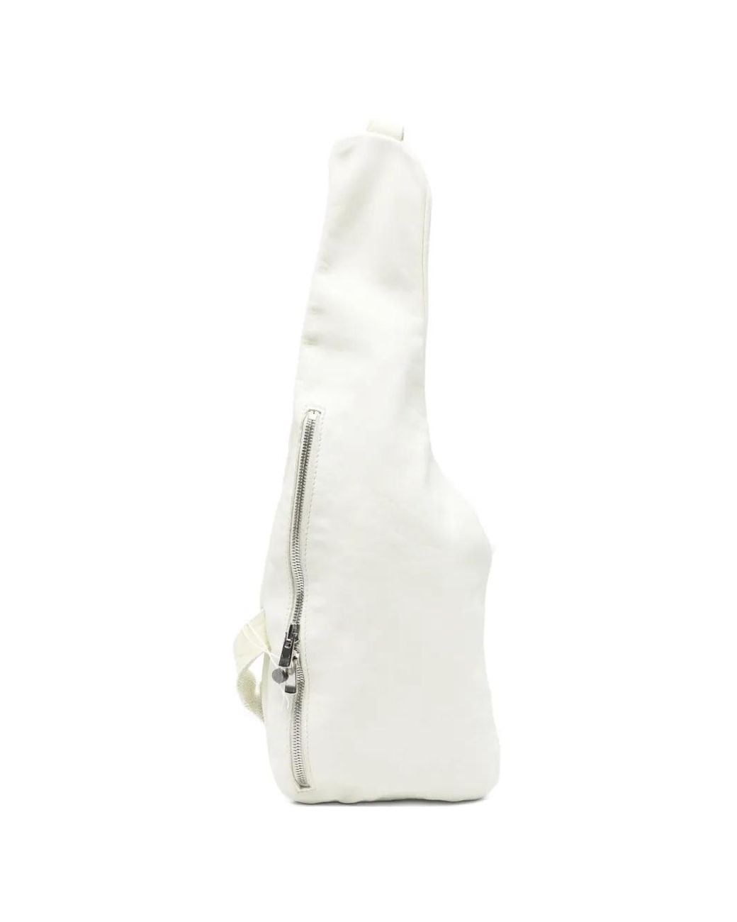 Guidi White Asymmetric Leather Backpack for men
