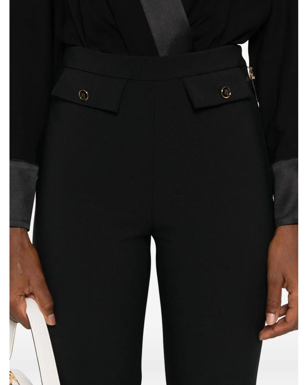 Elisabetta Franchi Black Cropped Tailored Trousers