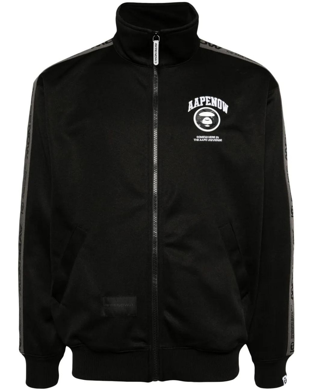 Aape By A Bathing Ape Black Logo-Embroidered Zip-Up Jacket for men