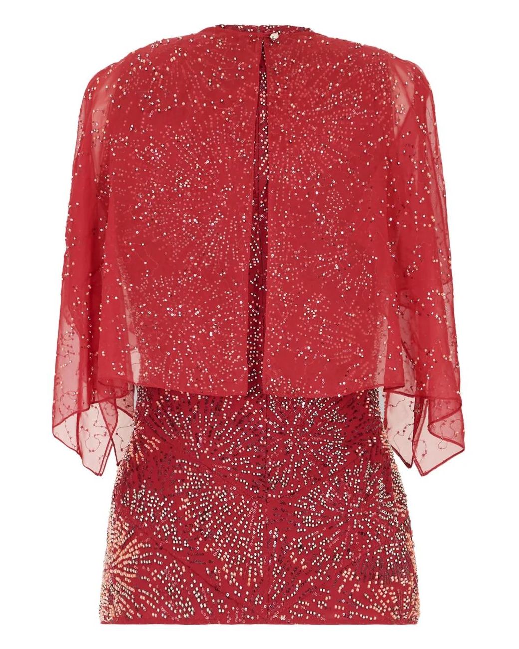 Rabanne Red Crepe Top With Pearl Embroidery