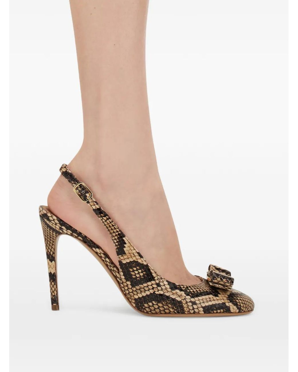 Ferragamo Metallic Vara Bow Slingbacks