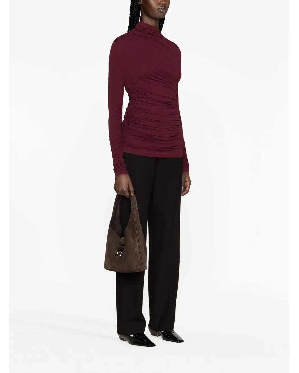 TOVE Purple Leomie Asymmetric Ruched Top