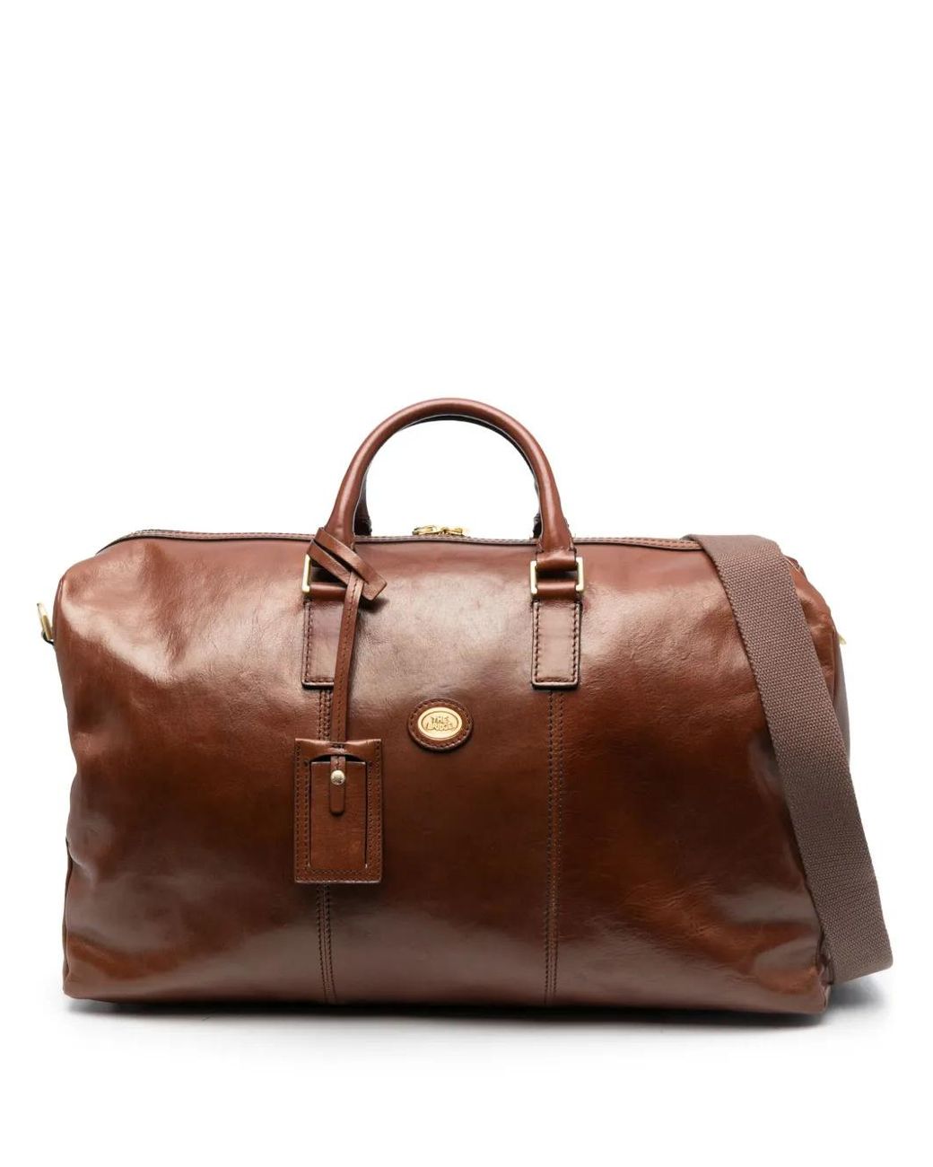 The Bridge Brown Logo-Plaque Patent Leather Holdall